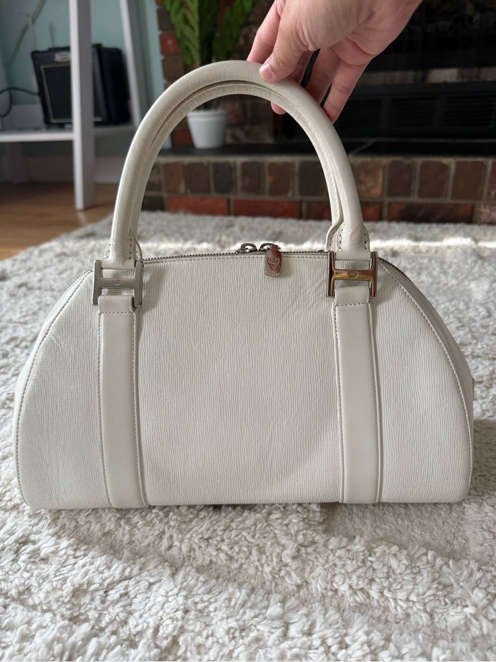 MCM Off-White Dome Satchel Bag - Picture 2 of 6